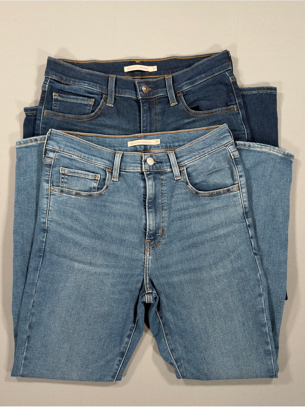 Lot of 2 Levi's 720 High Rise Super Skinny Jeans Womens Size 30 Blue Denim